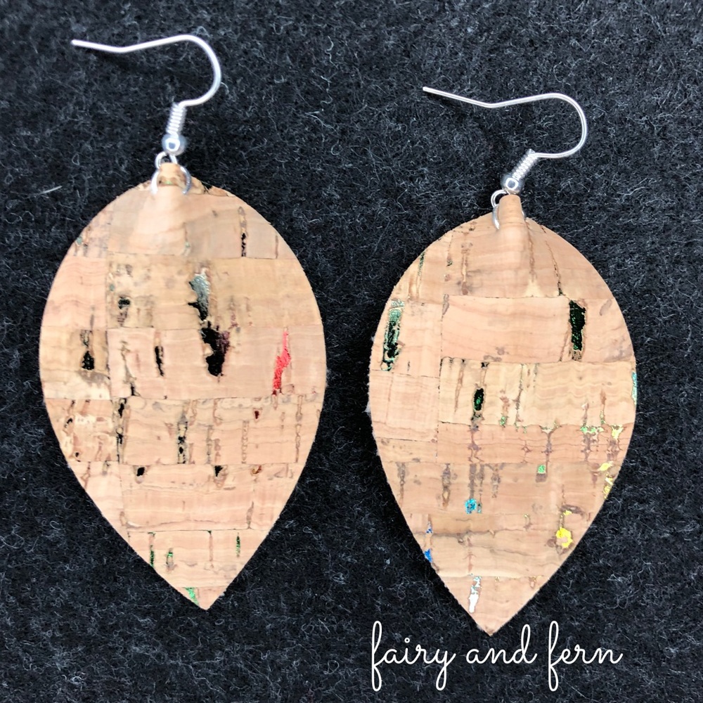 Rainbow Cork Teardrop Earrings